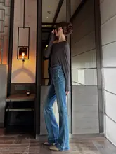スタイルアップ！ハイウエストフィットデニムパンツ【フレアパンツ・クラシックスタイル・女性用】