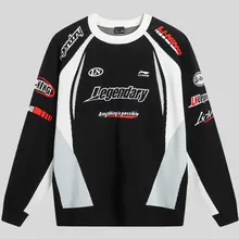 LINING ニット プルオーバー ユニセックス LoL LPL コラボ 編み地 オーバーサイズ フードなし ルーズ カジュアル 秋冬