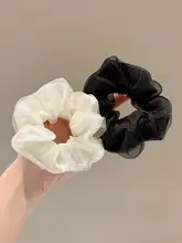 大きなサイズのオーガンジーのヘアゴム【シンプルな丸みのあるデザイン・ヘアアクセサリー】