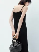 伊芙丽 カジュアル黒色ニットキャミソールワンピース【スリムフィット・夏用】