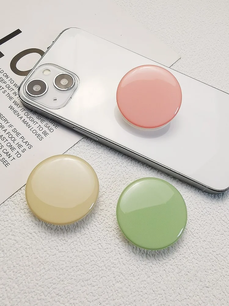 カラフルなマカロン風デザインの伸縮式スマホホルダー【折りたたみ・粘貼式】