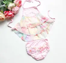 夏用ベビー用レースフリル付きお腹保護サロペットパンツ【ビーチスタイル・写真撮影に最適】（セットアップ対応）