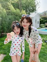親子用ワンピース水着【長袖・ジッパー付き・女の子用・おしゃれ】（セットアップ対応）