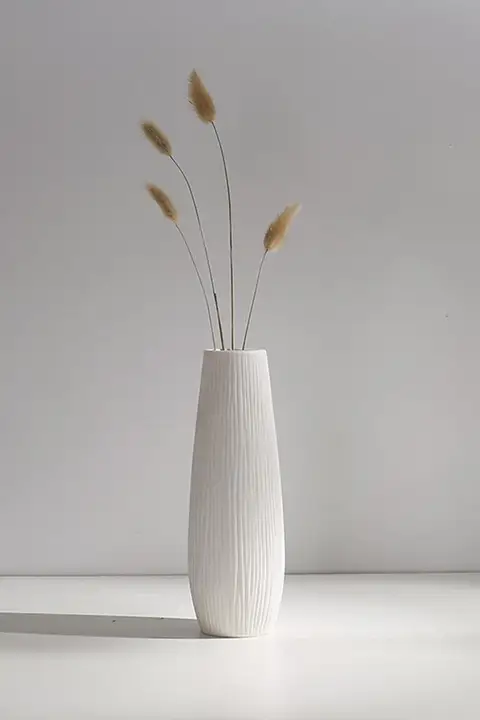 モダンシンプルな陶器製花瓶【高級感あり・リビング用・フラワーアレンジメント・水耕栽培対応】