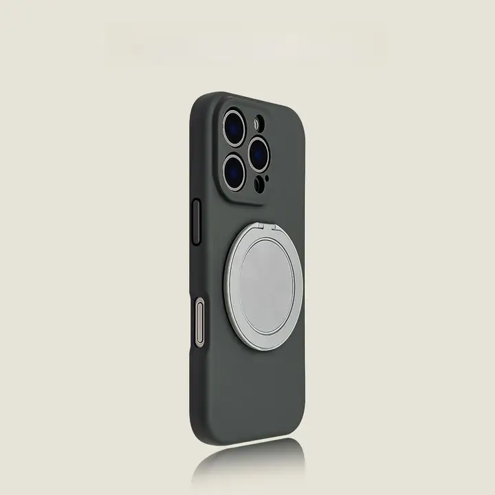 炭灰色の回転式マグネットスタンドケース【スマートフォン用・衝撃吸収・シリコン製】