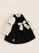 冬用レトロスタイルの女児向けワンピース【フリース素材・リボン付き・プリンセスデザイン】