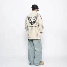 ジップアップパーカー メンズ レディース ペア ユニークデザイン グラフィティ ヴィンテージ 裏起毛 アメリカン風 ルーズ 秋冬「Mz」