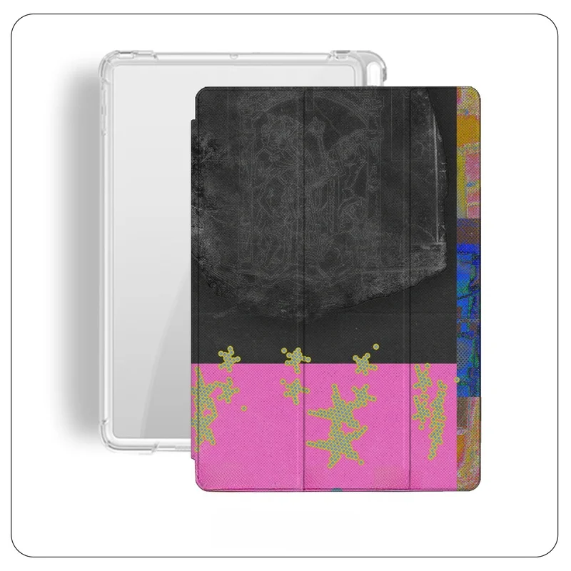Apple iPad Pro 12.9インチ用三折保護カバー：アクリル素材とビンテージアートデザインの実用性と耐久性