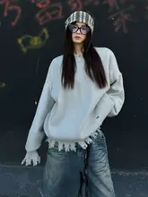 NOTINNYC メンズ・レディースニットセーター【秋冬用・デザイン性のあるダメージ加工】
