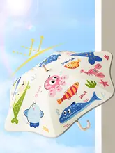 子供用雨傘【黒いビニール・角丸デザイン・晴雨兼用・安全ローラー】