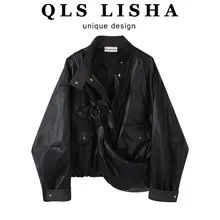 高級感漂うスタンドカラーのレザージャケット【シンプルなデザイン・ブラック】