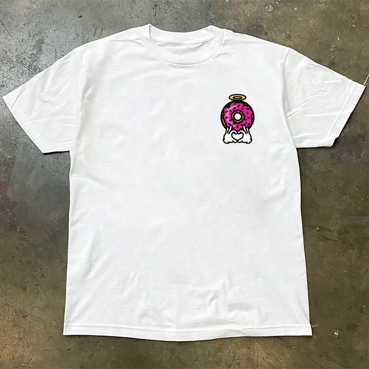 オーバーサイズのカートゥーンTシャツ【夏用・コットン製・ラウンドネック・短袖】