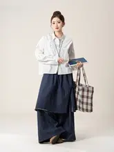 刺繍入り長袖シャツ【春向け・コットン・フィット・白色】