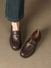 ブラウンの厚底ローファー【春用・イギリス風・レトロデザイン】