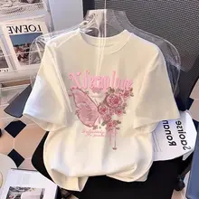 子供用 コットン製 短袖Tシャツ【リボンデザイン・夏用・韓国風】