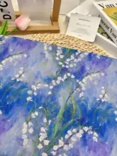 鈴蘭花プリントのコットン布【ハンドメイド・書籍カバー・バッグ】（セットアップ対応）