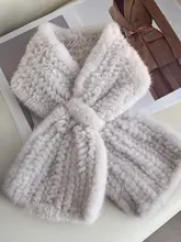 冬用ミンク編み込みリバーシブルクロススカーフ【極上の柔らかさ・防寒・女性用】