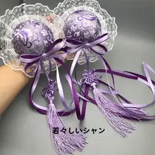 紫色中華風バンデッドヘアパーツ【双馬尾用ヘアクリップ・ロリータスタイル・旗袍アクセサリー】