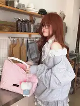 デザイン性のあるレーストリムオフショルダースウェットシャツ【女性用・グレー・長袖・ルーズフィット】