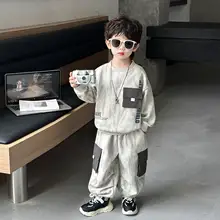 秋用 男児用パーカー【デザインカジュアル・長袖・コットン混・工装パンツ】（セットアップ対応）