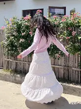 アメリカンビンテージ風 フレアスカート【リゾートスタイル・ウエストゴム・星柄・ドット・ゆったりシルエット】（セットアップ対応）