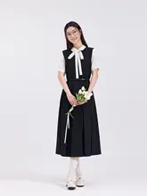 ブラックノースリーブワンピース【夏用・通勤・ビジネスシーン対応・教師面接ボトム】（セットアップ対応）