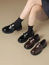 ブラウン ローファーシューズ【エレガントデザイン・厚底・女性用】