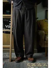 ツイードウールのパンツ【復古風・ダブルプリーツ・マルチスタイル対応】（セットアップ対応）