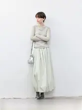 スカシフリルデザインのフレアスカート【ウエストゴム・中腰・水母花苞スタイル】