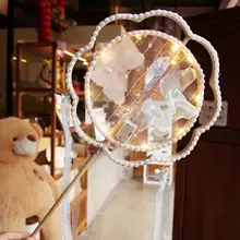 レトロ風 ラグジュアリー 光る扇子【ダンスや撮影・二重構造・花柄デザイン】
