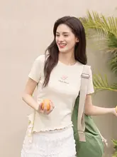 Tシャツ レディース 半袖 フリル アシンメトリー ガーリー スイート 夏