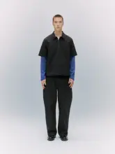 高密度チェック柄コットンバルーンパンツ【斜め開き・ストレート・ダブルプリーツ・カジュアル長パンツ】