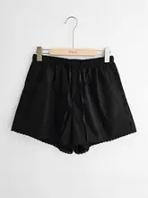 春用フィット幅広レースデザインパンツ【ウエストゴム・単色・女性用】（セットアップ対応）