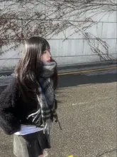 大判チェックストール【極上の柔らかさ・フリンジデザイン・男女兼用】