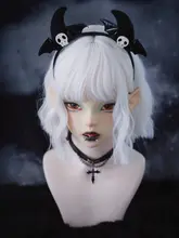 手作りの小さな骸骨デザインデビル角ヘアバンド【アンダーカルチャー・ブラック】