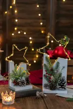 クリスマスツリー インテリア雑貨 アーティフィシャルフラワー スター 松ぼっくり LED ライトアップ 上品 玄関 お正月 迎春 ギフト