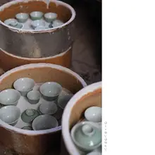 清物堂 2021年製 柴窯青磁茶器【伝統的な蓋付き湯のみ・品茶用】