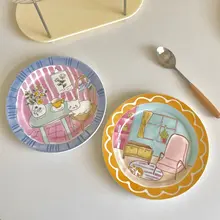 かわいいキャラクター陶器プレート【韓国風・デザート用】