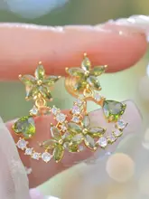爽やかなデザイン！オリーブグリーンジルコンのイヤリング＆ネックレス＆ブレスレット【春夏用・三点式ジュエリー】（セットアップ対応）