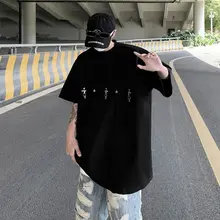 デザイン性の高い肩パッド付きTシャツ【アメリカンストリートスタイル・ショートスリーブ】