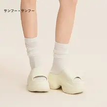 夏用 レディース広幅厚底オープントゥサンダル【デザインスリムライン・通気性】