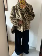 おしゃれなレオパード柄 エコファーコート【厚手・女性用】