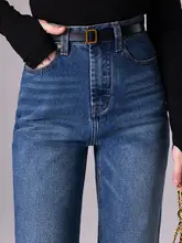 Lipez ワイドレッグデニムパンツ【ストレート・ハイウエスト・フレンチスタイル・小柄向け】