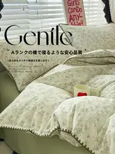 全棉二重ガーゼ ベッドシーツ4点セット【シンプルデザイン・春用・ベッドカバー付き】