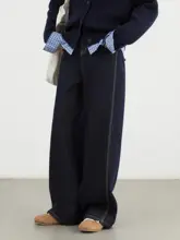 ハイウエスト ストレートデニムパンツ【クラシックデザイン・広がる腿・冬用】