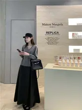 Vネック グレー フリーサイズ レディースニット セーター【全羊毛・ゆったりデザイン】