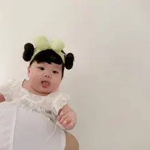 可愛いリボン付きベビー用ヘアバンド【ダブルお団子・プリンセスデザイン】