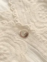 春用リボンデザインの透かしレースカーディガン【Vネック・長袖・女性用】