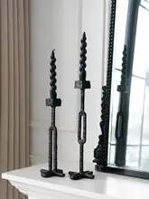 フランス風 ヴィンテージデザインの金属キャンドルスタンド【高級アート装飾・別荘やホテルのインテリアに最適】