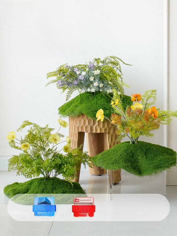インテリア装飾用青苔ミニチュア風景セット：人工植物で空間を自然に演出